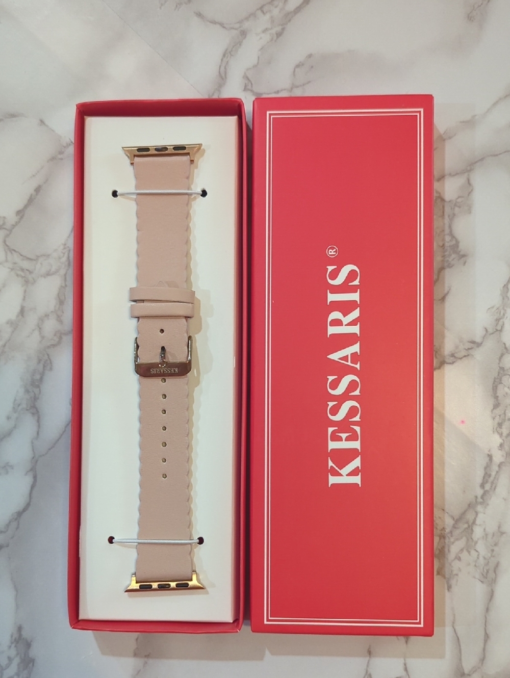 Kessaris Pink Leather Apple Watch Band